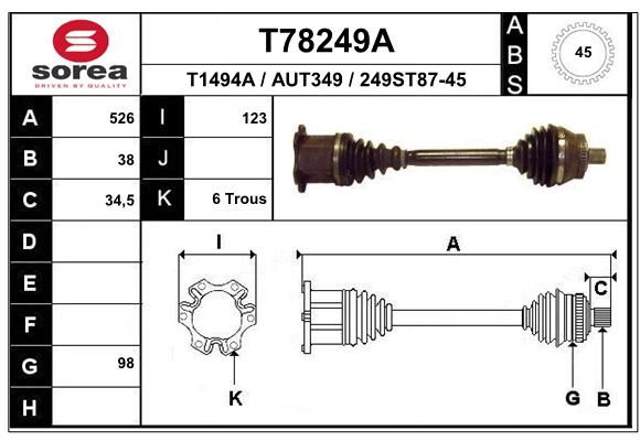 EAI Приводной вал T78249A