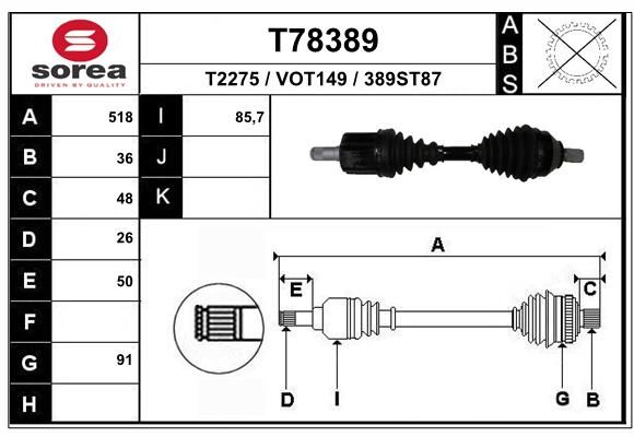 EAI Приводной вал T78389