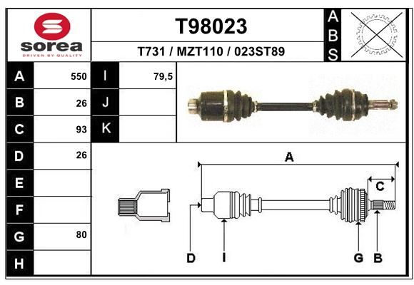 EAI Приводной вал T98023