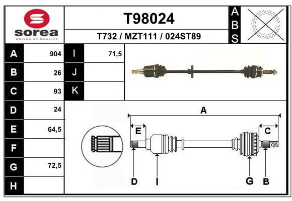 EAI Приводной вал T98024