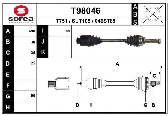 EAI Приводной вал T98046