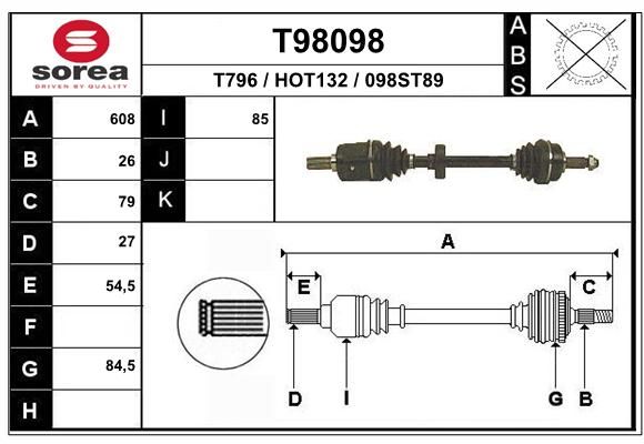 EAI Приводной вал T98098