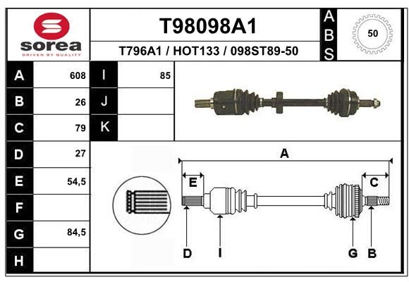 EAI Приводной вал T98098A1