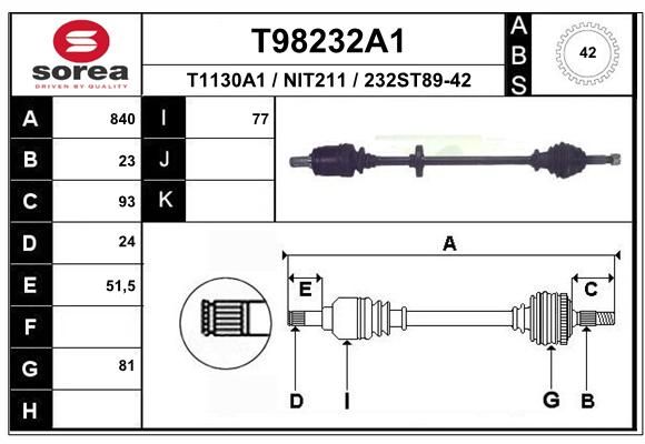 EAI Приводной вал T98232A1