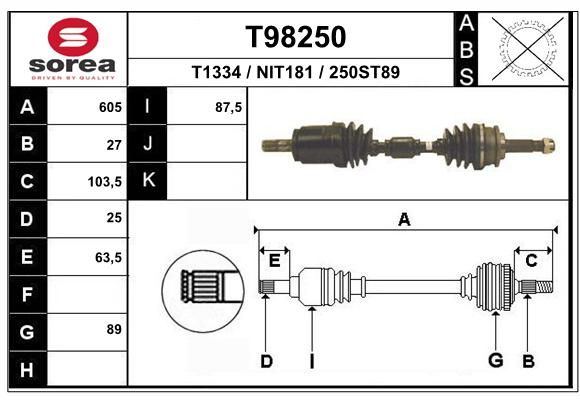 EAI Приводной вал T98250