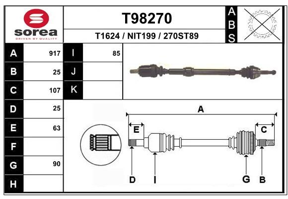 EAI Приводной вал T98270