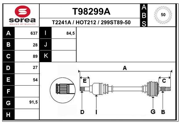 EAI Приводной вал T98299A