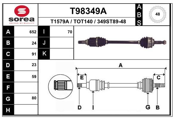 EAI Приводной вал T98349A