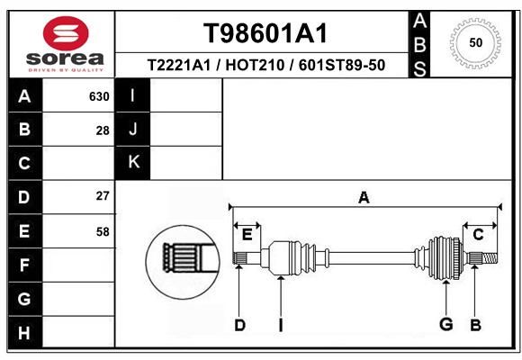 EAI Приводной вал T98601A1