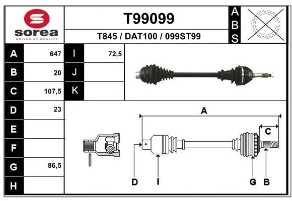 EAI Приводной вал T99099