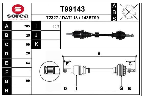 EAI Приводной вал T99143