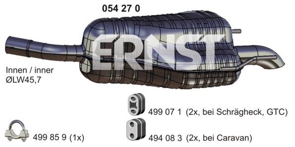 ERNST Глушитель выхлопных газов конечный 054270