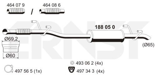 ERNST Средний глушитель выхлопных газов 188050