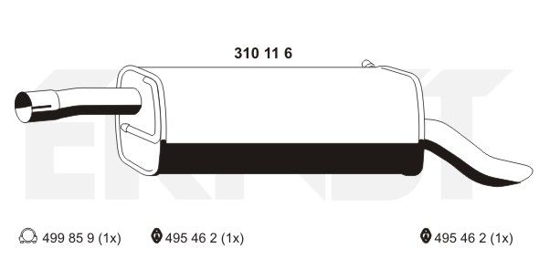 ERNST Глушитель выхлопных газов конечный 310116