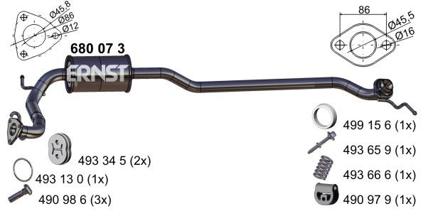 ERNST Средний глушитель выхлопных газов 680073