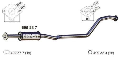 ERNST Средний глушитель выхлопных газов 695237