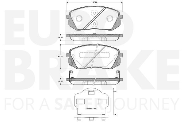 EUROBRAKE Piduriklotsi komplekt,ketaspidur 5502223430