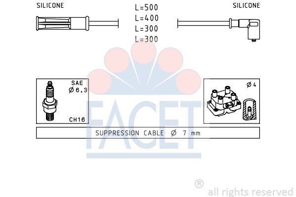 FACET Комплект проводов зажигания 4.7244