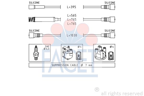 FACET Комплект проводов зажигания 4.8527