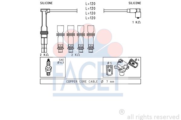 FACET Комплект проводов зажигания 4.9607