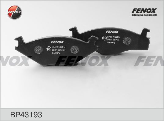 FENOX Комплект тормозных колодок, дисковый тормоз BP43193