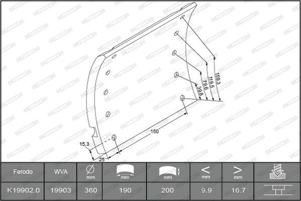 FERODO Комплект тормозных башмаков, барабанные тормоза K19902.0-F3658