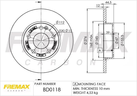 FREMAX Тормозной диск BD-0118