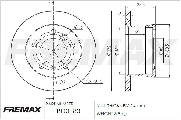 FREMAX Тормозной диск BD-0183