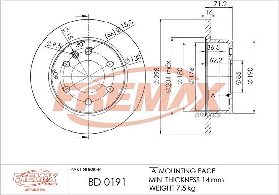 FREMAX Тормозной диск BD-0191