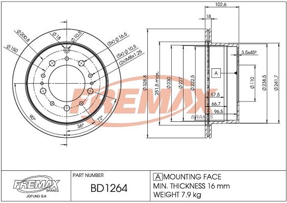FREMAX Тормозной диск BD-1264