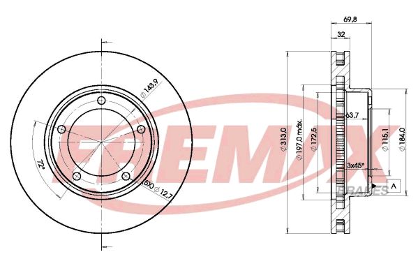 FREMAX Тормозной диск BD-1265