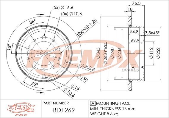 FREMAX Тормозной диск BD-1269