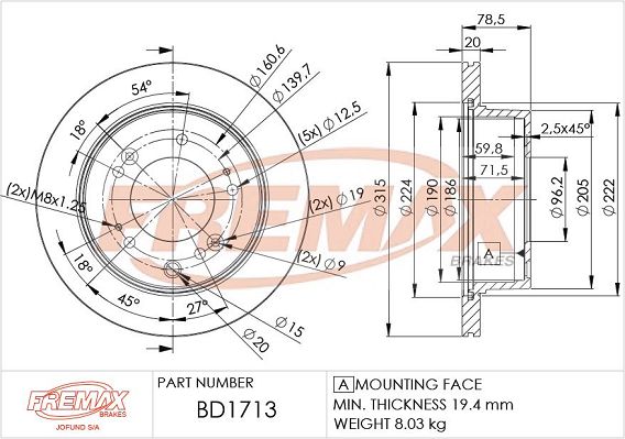 FREMAX Тормозной диск BD-1713