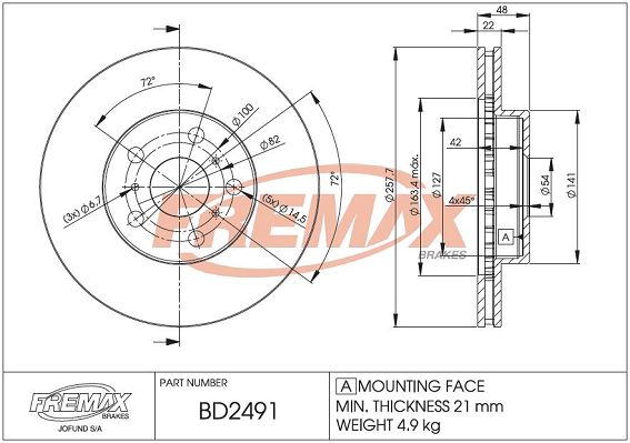 FREMAX Тормозной диск BD-2491