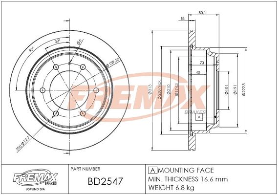 FREMAX Тормозной диск BD-2547