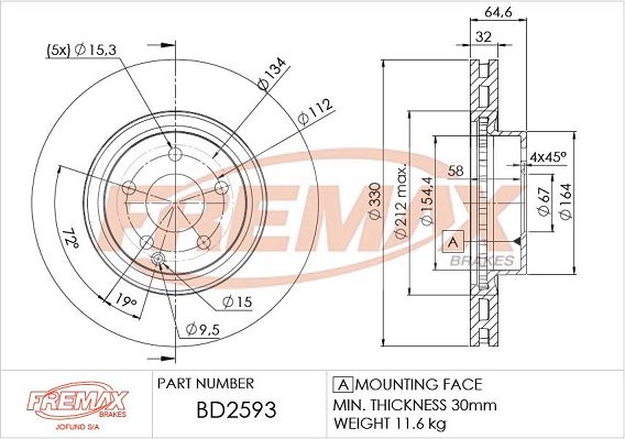 FREMAX Тормозной диск BD-2593