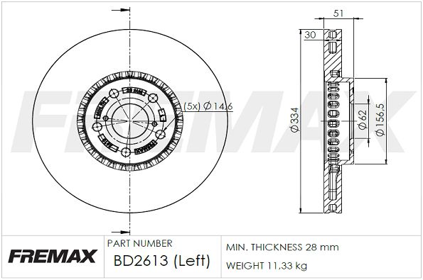 FREMAX Тормозной диск BD-2613