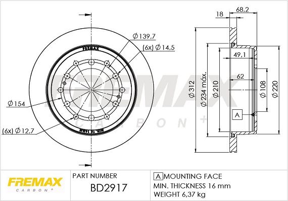 FREMAX Тормозной диск BD-2917