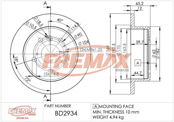 FREMAX Тормозной диск BD-2934