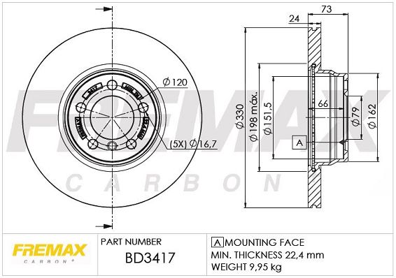 FREMAX Тормозной диск BD-3417