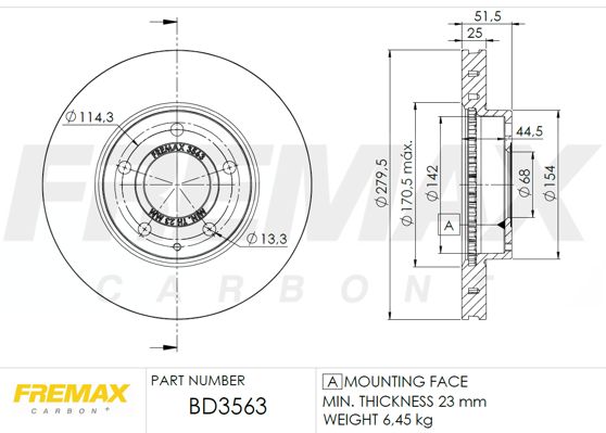 FREMAX Тормозной диск BD-3563
