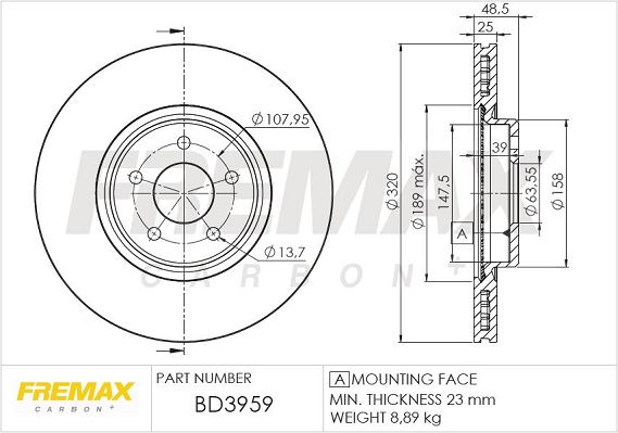 FREMAX Тормозной диск BD-3959