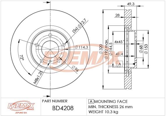 FREMAX Тормозной диск BD-4208