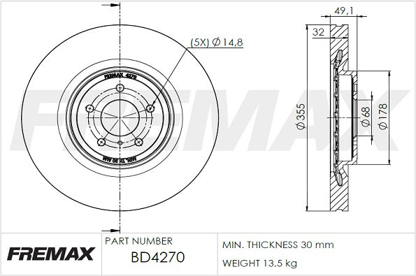 FREMAX Тормозной диск BD-4270