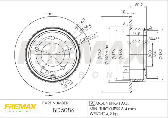 FREMAX Тормозной диск BD-5086