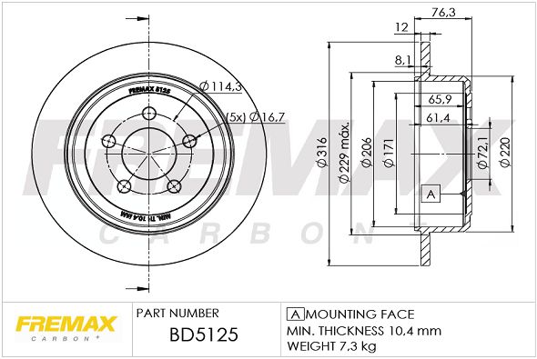 FREMAX Тормозной диск BD-5125