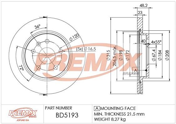 FREMAX Тормозной диск BD-5193