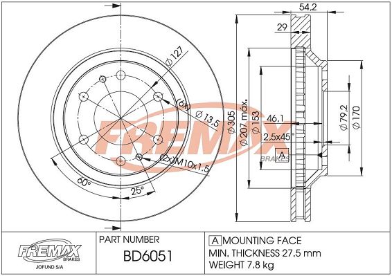 FREMAX Тормозной диск BD-6051