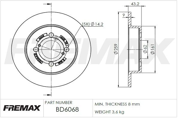 FREMAX Тормозной диск BD-6068