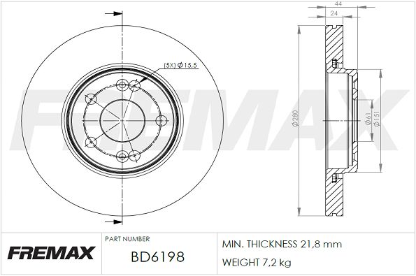 FREMAX Тормозной диск BD-6198